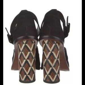 Brian Atwood B Brady Block Heel Sandal shoes black nubuck suede 10M